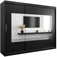 Abiks möbel MÖBEL Kryspol Schwebetürenschrank Schwarz, Kunststoff, Nachbildung, 9