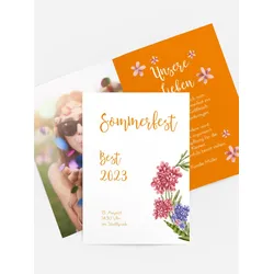 Einladung zum Sommerfest selbst gestalten mit Spruch und Fotos im Onlinedesigner bei Meine-Kartenmanufaktur.de