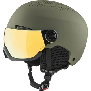 Alpina ARBER Visor Q-LITE - Hochwertiger & Leichter Skihelm Mit Kontrastverstärkendem Visier Für Erwachsene, Olive matt, 58-62 cm