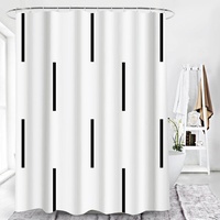 JIAMELUCK Schwarz-weißer minimalistischer gestreifter geometrischer Duschvorhang aus wasserdichtem Polyester-Badezimmerdekor mit Haken, 200 x 240 cm (79 "W x 94" H)