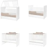 Lorelli Babybett Multi, Jugendbett, Schreibtisch, Wickeltisch, mehrfach umbaubar hellbraun