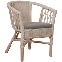 Stapelbarer Rattan-Sessel/Stuhl/Natur-Rattan inkl. Polster/ Farbe Vintage Weiß