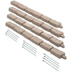 VEVOR Rasenkante in Steinoptik 4er-Set, 1180x95x57 mm Beeteinfassung, flexible Gartenbegrenzung in Ziegelgröße mit Verankerungsspitzen, lichtbeständige Beetumrandung für Einfahrten, Gehwege, Braun