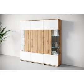 INOSIGN Highboard »Kenia«, (1 St.), Modernes Highboard, mit Glastüren, Breite 135 cm, weiß