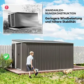 Outsunny Gerätehaus Stah 2,8 x 3,4 m Grau