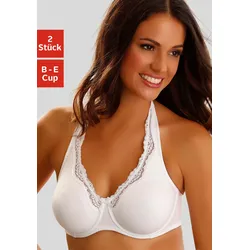 Bügel-BH PETITE FLEUR, Damen, Gr. 90, Cup B, schwarz-weiß (weiß, schwarz), Spitze, Jersey, Obermaterial: 87% Baumwolle, 8% Polyamid, 5% Elasthan, klassisch, BHs BH BH-Set Bügel-BH Neckholder-BH Unterwäsche Wäsche Schalen-BH, mit Tragevariante Neckholder, Basic Dessous