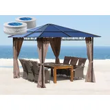 Quick Star Hardtop Pavillon 3x3m inkl Seitendwandset und Anti Dust Filterband | Wasserdicht Winterfest Stabil | aus Doppelstegplatten Polycarbonat | Gartenpavillon