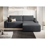 TRENDMANUFAKTUR Eckcouch Polyester mit Bettkasten 3-Sitzer Grau