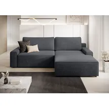 TRENDMANUFAKTUR Eckcouch Polyester mit Bettkasten 3-Sitzer Grau