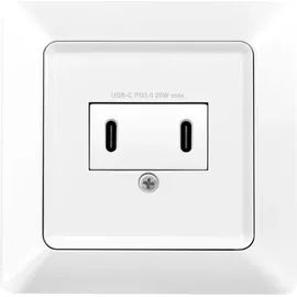 Logilink PA0332 - Unterputz Steckdose mit 2X USB-C (25W/15W), PD (PowerDelivery 3.0), Schutzklasse IP20