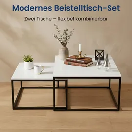 home collective Beistelltisch Set 2 in 1 Weiß Holz 70 x 42,5 x 70 cm
