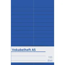 Independently published Vokabelheft A5 klassisch Vokabeln lernen in jeder Fremdsprache | Farbe blau: Schulheft A5, 100 Blatt, 2 Spalten | Vokabelheft DIN A5 (6x9 Zoll) in blau
