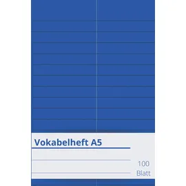 Independently published Vokabelheft A5 klassisch Vokabeln lernen in jeder Fremdsprache | Farbe blau: Schulheft A5, 100 Blatt, 2 Spalten | Vokabelheft DIN A5 (6x9 Zoll) in blau