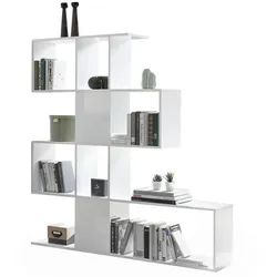 Designer-Bücherregal und Trennwand glänzend weiß lackiert H147 cm COMO