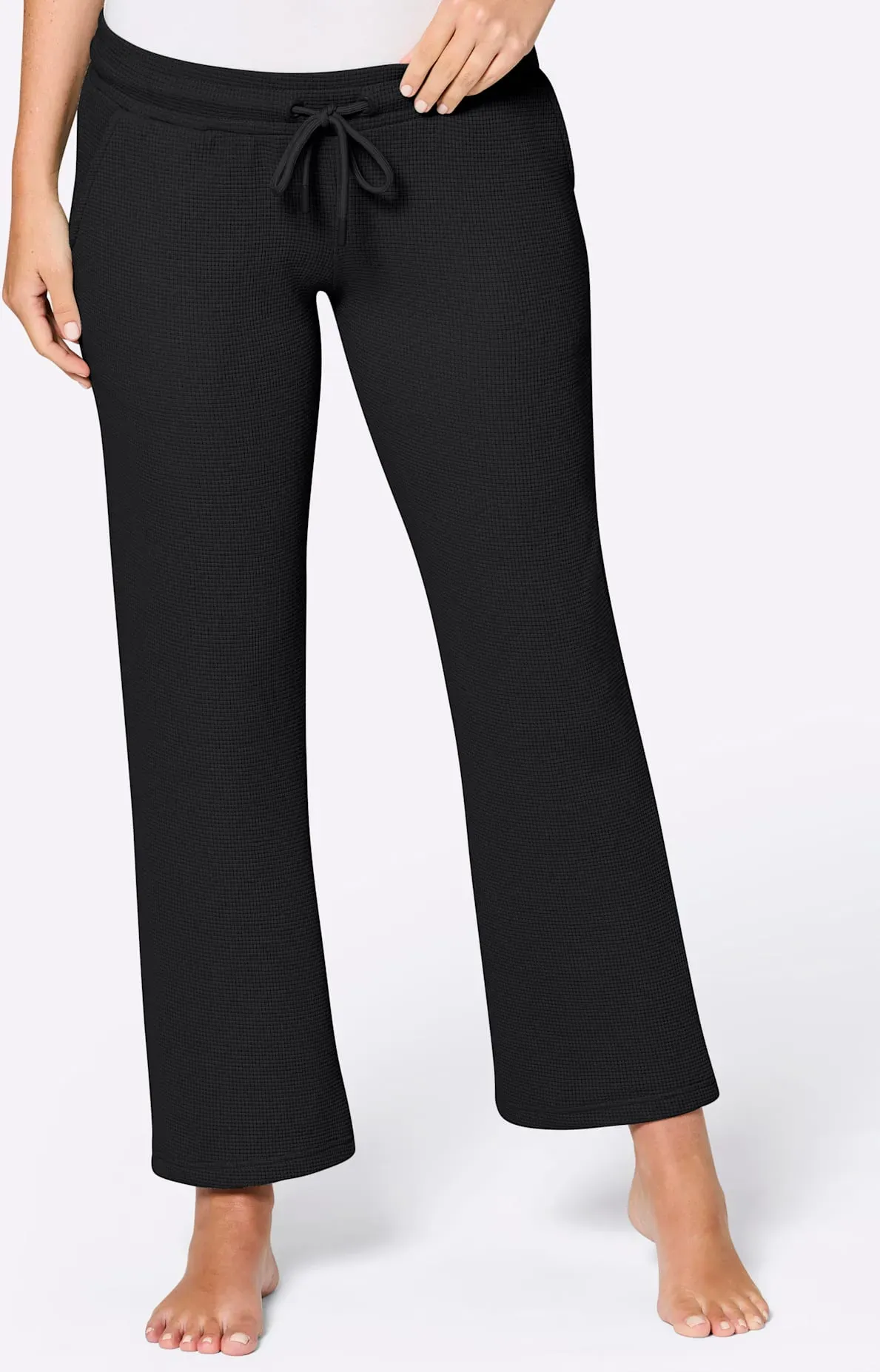 Wellnesshose FEEL GOOD, Damen, Gr. 40/42, Normalgrößen, schwarz, 62% Baumwolle, 35% Polyester, 3% Elasthan, gemustert, Hosen