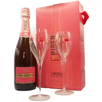 Piper Heidsieck Champagner Rosé Sauvage eine Flasche mit 2 Sektgläsern 750ml