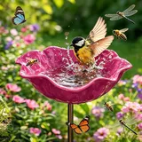 Bienentränke Blume Metall Gartenstecker Vogeltränke Winterfest Insektentränke Gartenstatuen Figuren Deko Bienenbäder Schmetterlingstränke Vogelfutterstation Outdoor Wasser Futterspender (G)