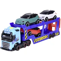 DICKIE Toys - Volvo Auto-Transporter (40 cm) mit 3 Spielzeugautos - Truck FH 16 mit Anhänger inklusive XC40 Recharge Modellautos, Licht und Sound, Spielzeug für Kinder ab 3 Jahre
