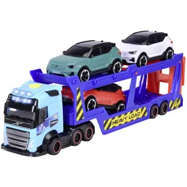 DICKIE Toys - Volvo Auto-Transporter (40 cm) mit 3 Spielzeugautos - Truck FH 16 mit Anhänger inklusive XC40 Recharge Modellautos, Licht und Sound, Spielzeug für Kinder ab 3 Jahre