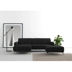 Ecksofa SIT & MORE "Bailando L-Form", schwarz, B:251cm H:84cm T:163cm, Sofas, wahlweise mit Kopfteilverstellung und Vorziehsitz, motorisch