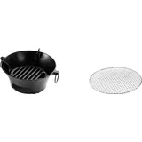 Japanischer Holzkohlegrill - tragbarer Campingkocher 23 cm - Edelstahl - Outdoor BBQ Tischgrill ohne Zündung - Schwarz