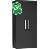 ONDIS24 Mehrzweckschrank Kunststoffschrank HERO XXL Haushaltschrank schwarz schnell aufgebaut, robuster Kunststoff schwarz 88 cm x 190 cm x 55 cm