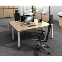 Hammerbacher QS16 höhenverstellbarer Schreibtisch weiß rechteckig, 4-Fuß-Gestell grau 160,0