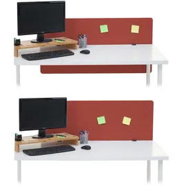 Mendler Akustik-Tischtrennwand HWC-G75, Büro-Sichtschutz Schreibtisch Pinnwand, doppelwandig Stoff/Textil ~ 60x120cm braun