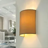 Licht-Erlebnisse Wandleuchte Loft halbrund kaffee-braun Stoff Schirm