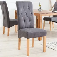 Riess-Ambiente Stuhl CASA - edel vintage grau mit Zierknöpfen
