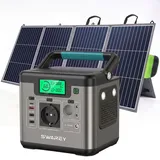 Tragbare Powerstation S500 mit 200W Solarpanel,518Wh Power Station Solargenerator,500W(1000W Spitze) AC,Solarspeicher Notstromaggregat 65W USB-C