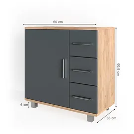 Vicco Waschbeckenunterschrank Ilias 60 x 60,8 cm Braun