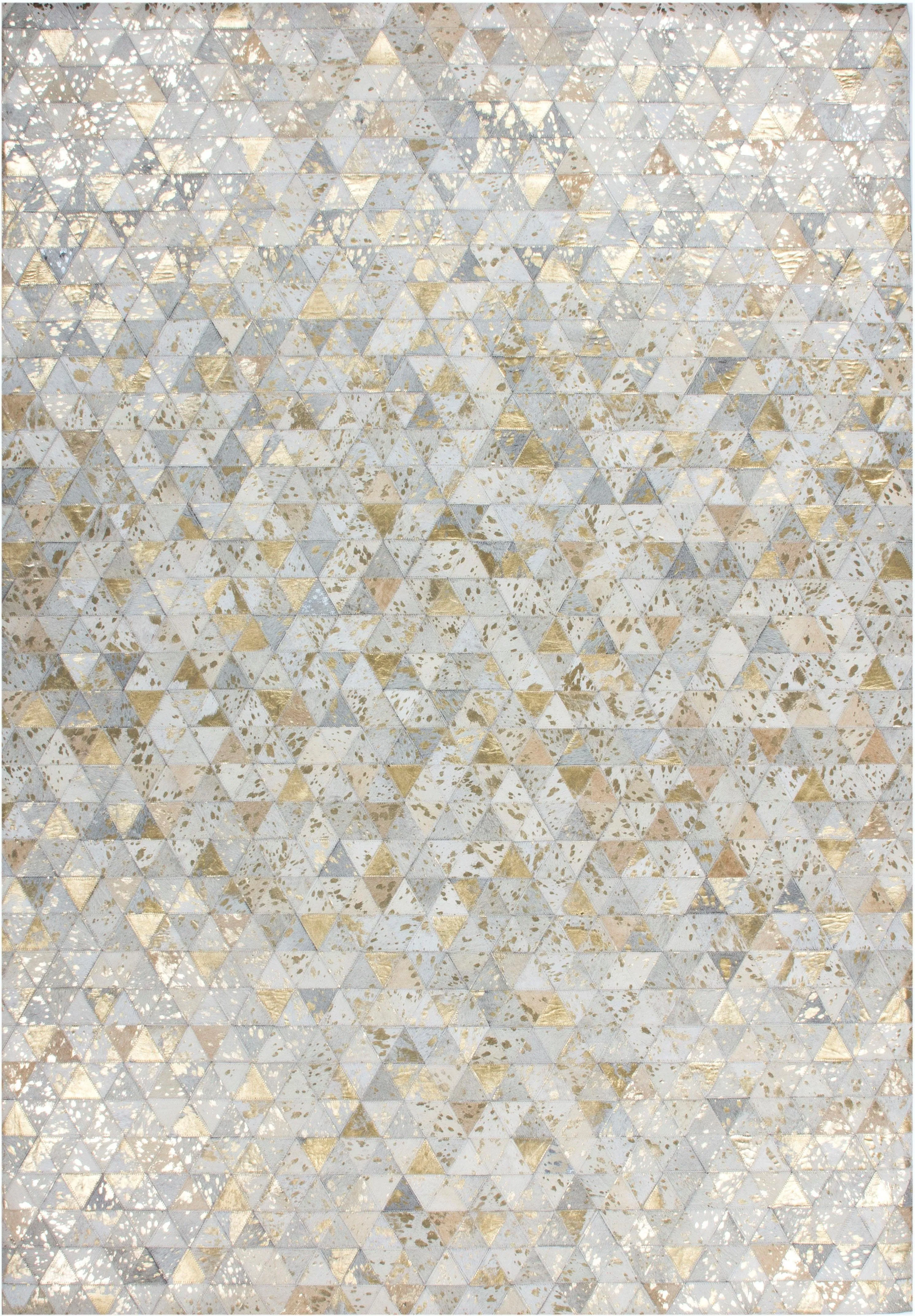 Leonique Lederteppich »Amir«, rechteckig, 8 mm Höhe, Kurzflor-Teppich, Dreieck-Muster, grafisches Design, Naturprodukt Leonique goldfarben/creme B: 160 cm   1 St.