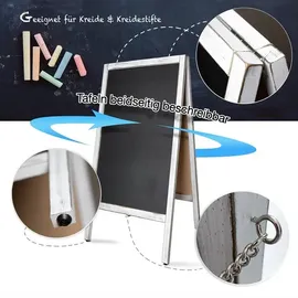 Office Marshal Kundenstopper Kreidetafel Mit Holzrahmen Weiß-Grau