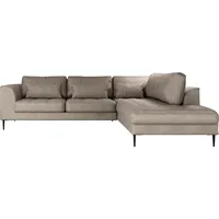 Trendmanufaktur Ecksofa »Luzi, wahlweise mit Schlaffunktion und Bettkasten bestellbar, L-Form«, Designsofa mit Ottomane, Metallfüße schwarz, Breite 264 cm grau