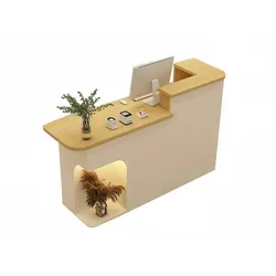 Rezeption Theke Bar Empfangstheke empfangstisch Counter Kassentisch Holzoptik und Beige 140cm R
