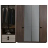 JV Möbel Kleiderschrank aus Holz 66 x 225 x 210 cm Braun