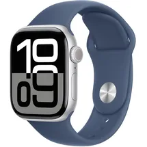 Apple Watch Series 10 GPS + Cellular 42 mm Aluminiumarmband silber Sportarmband denim S/M