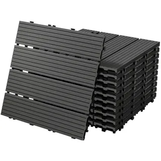 ECD Germany WPC Terrassenfliesen Anthrazit 30 x 30 cm 55 St.