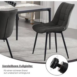 Woltu Esszimmerstuhl Leinen dunkelgrau 4er Set