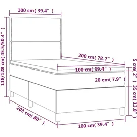 vidaXL Boxspringbett 100 x 200 cm Hellgrau