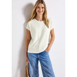 Rundhalsshirt, mit glitzernden Streifen, Gr. 40, off white, , 71938736-40