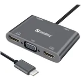 Sandberg USB-C Dock 2xHDMI+1xVGA+USB+PD