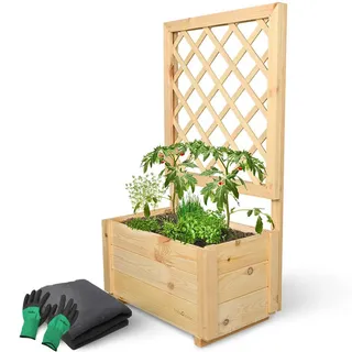 holz4homeâ® holz4home® Pflanzkasten mit Rankgitter Pflanzkübel und Spalier für Rankpflanzen S