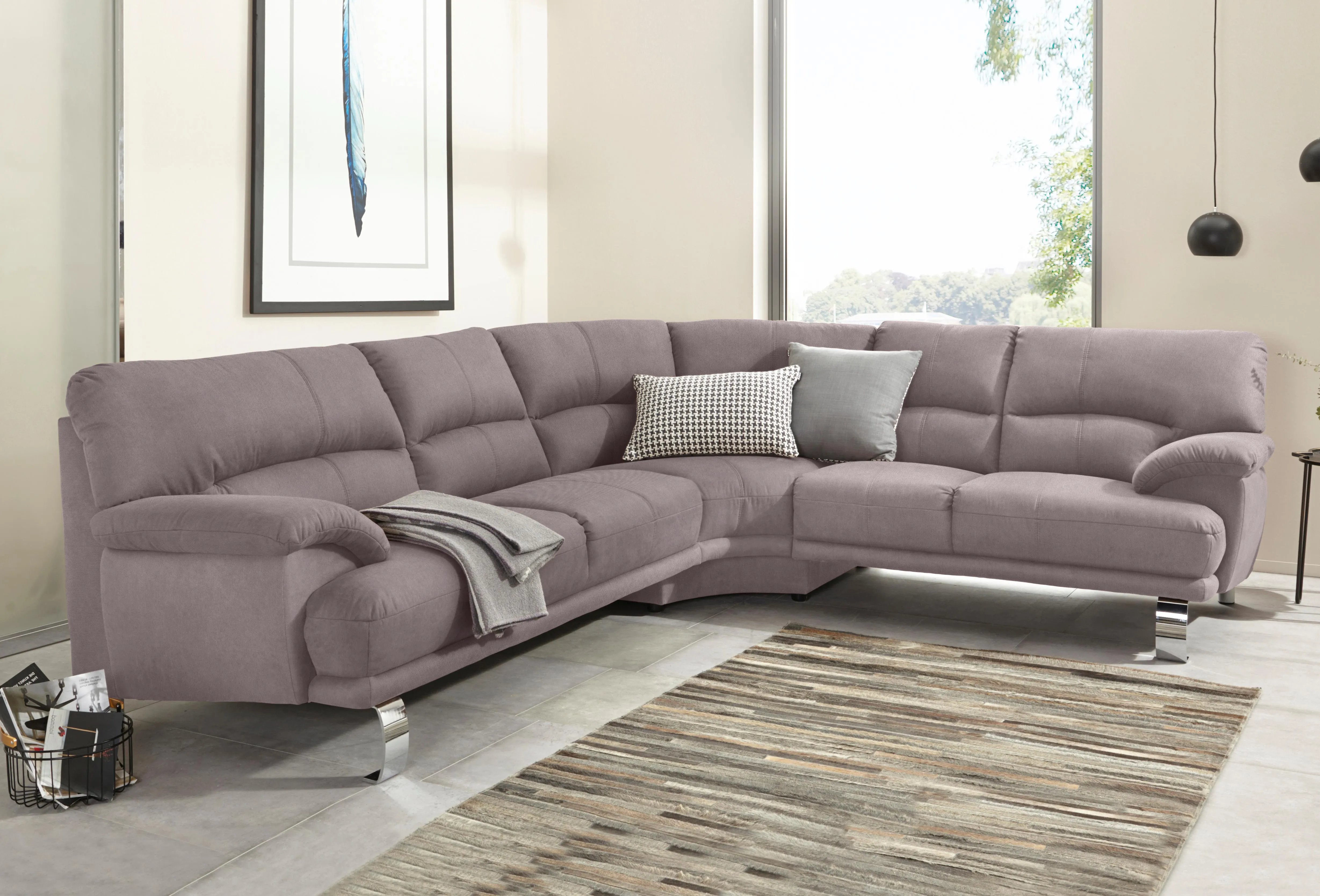 TRENDMANUFAKTUR Ecksofa »Cecilia II, in italienischen Design, bequem, hoher Sitzkomfort, L-Form«, extrabreite Armlehnen für noch mehr Sitzkomfort TRENDMANUFAKTUR taupe