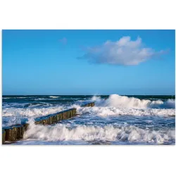 Wandbild ARTLAND "Buhnen an der Küste der Ostsee II", blau (farbe bild(er): blau), B:120cm H:80cm T:1cm, Bilder, als Alubild, Outdoorbild, Leinwandbild, Poster in verschied. Größen