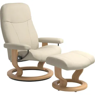 Stressless Stressless® Relaxsessel »Garda«, (Set, Relaxsessel mit Hocker), mit Hocker, mit Classic Base, Größe M, Gestell Eichefarben, beige