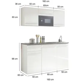 BASIC by Balculina Küchenzeile Jazz 160 cm weiß