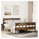vidaXL Metallbett ohne Matratze Räuchereiche 140x190 cm