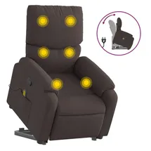 vidaXL Massagesessel mit Aufstehhilfe Dunkelbraun Stoff